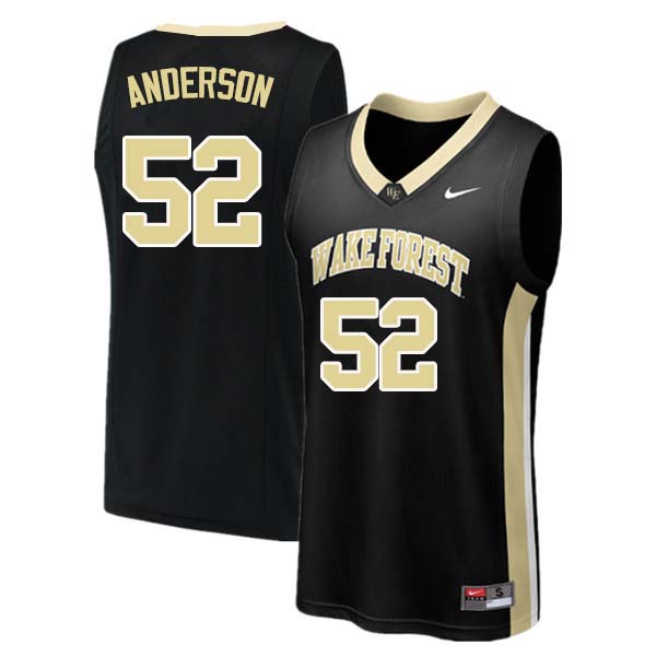 Men #52 Britton Anderson Wake Forest Demon Deacons College Basketball Jerseys Sale-Black